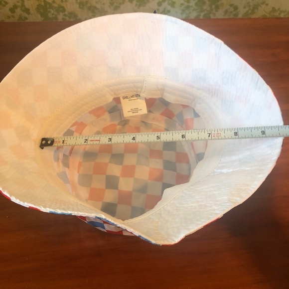 Chillmeister Hat One Size‎ Red White Blue Checkered Americana Bucket Stretchy - Picture 5 of 11
